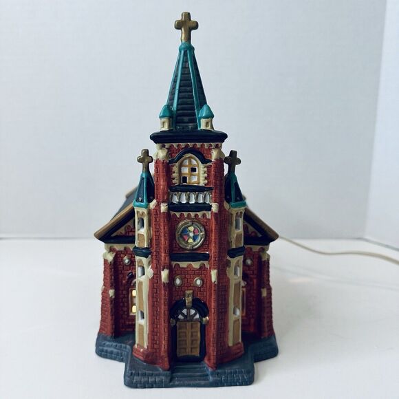 Dickens Village Collectible Porcelain Church Lighted Original Box Tested - Picture 2 of 14